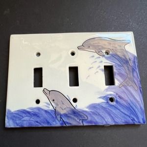 Ceramic Light triple Switch Cover CV Reeve Tile USA dolphins